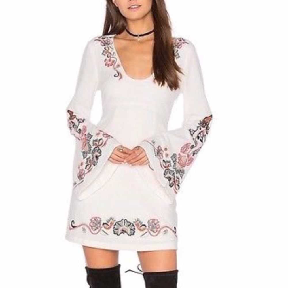 Free people bell sleeved floral accented dress